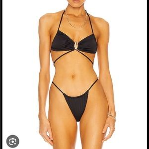 Cult Gaia Liza Bikini Top and Bottom NWT Black Sz M